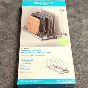 Real Simple Solutions Sliding Bakeware Organizer Steel Silver 5-Comp 21x10x9.6